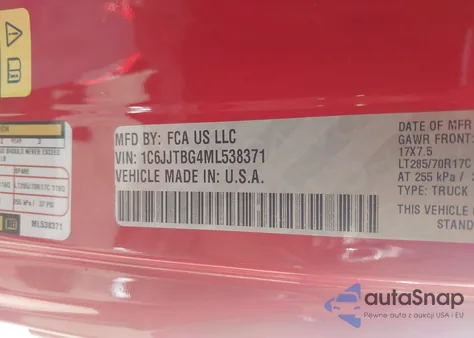 2021 Jeep Gladiator Rubicon 4X4 из США, поврежденный, VIN 1C6JJTBG4ML538371